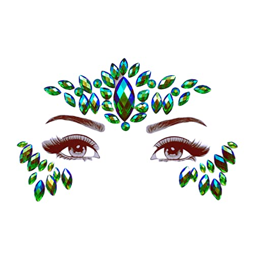 Green Face Gems Stick On Emerald Rhinestones Self Adhesive