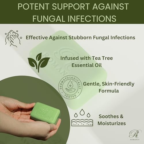 Romancy Tea Tree Soap Bar for Face & Body (2 Pack) ? Tea Tree Oil Cleansing Handmade Bars for Acne-Prone & Itchy Skin, Helps Control Body Odor, Gentle Daily Cleanser, Gift Ready