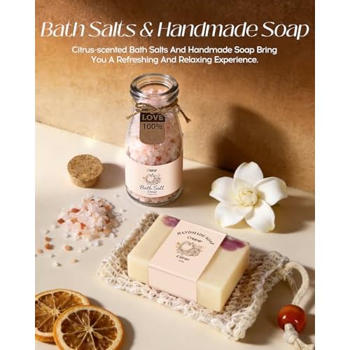 Coralogo Spa Gifts for Women - Natural Spa Gift Basket for Women Citrus Scented Bath and Body Works Selfcare Relaxation Thinking of You Gifts Set for Wife Mom Her on Mothers Day Birthday All Occasion