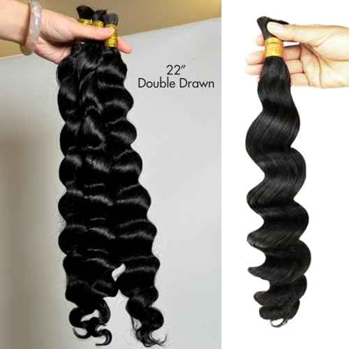 Loose Wave Human Braiding Hair Loose Wave Human Hair Bulk No Weft 100% Unprocessed Brazilian Human Hair Braiding Hair 18 Inch 100g (Pack of 1)