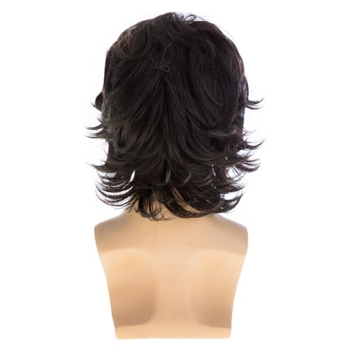 Brown Short Layered Fluffy Wig for Men | Synthetic Halloween Cosplay