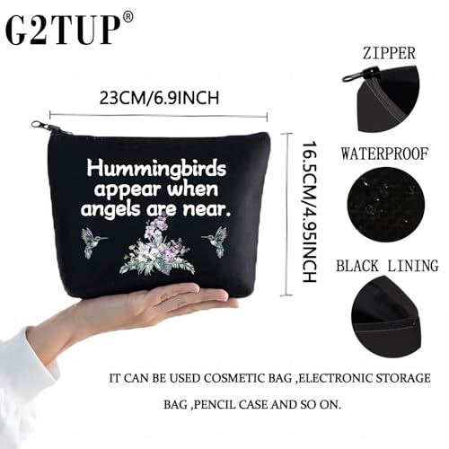 G2TUP Hummingbird Lover Cosmetic Bag Memorial Gift Sympathy Organizer Pouch Hummingbirds Appear When Angels Are Near (Hummingbird black)