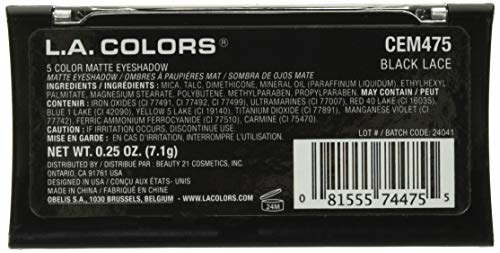 L.A. COLORS 5 Color Matte Eyeshadow Palette - Black Lace