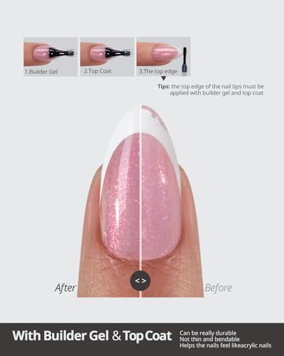 Pink Glitter French Tip Press On Nails - 96 Pc Long Square Soft Gel