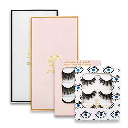 DYSILK Lashes Natural Look - Fake Eyelashes 5/3 Pairs 6D Lashes Faux Mink Eyelashes