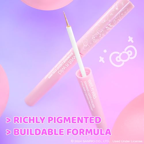 wet n wild Hello Kitty Shimmer Liquid Eyeliner, Richly Pigmented Iridescent Pearl Particles, Smooth & Easy Brush Application, Cruelty-Free & Vegan - Precious