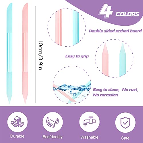 4-Piece Glass Cuticle Pusher Set - Dual-Ended Crystal Nail Care Sticks