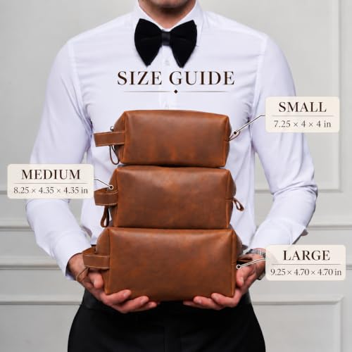 Personalized Leather Toiletry Bag for Men - Travel Dopp Kit with Custom Engraving