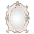Nerien Vintage Oval Mirror with Stand, Pearl Floral Frame