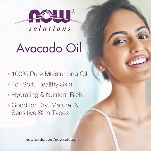 NOW Foods Solutions, Avocado Oil, 100% Pure Moisturizing Oil, Nutrient Rich and Hydrating, 4-Ounce