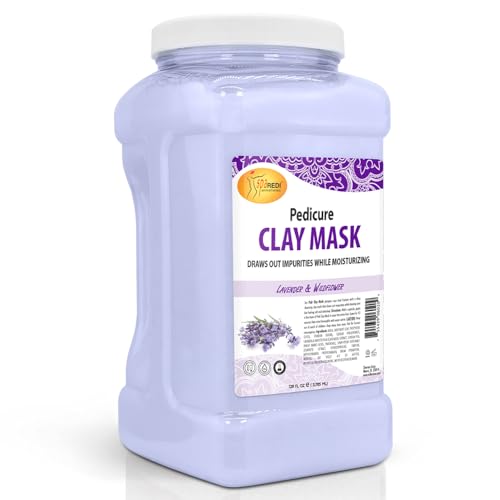 SPA REDI - Clay Mask, Lavender and Wildflower, 128 Oz - Pedicure and Body Deep Cleansing, Skin Pore Purifying, Detoxifying and Hydrating - Natural Bentonite Clay, Infused with