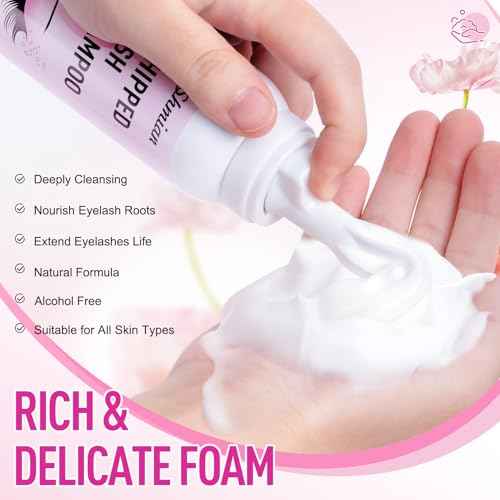 Whipped Lash Cream Shampoo-Shmian 3X Concentrated Foam Cleanser, 100ML Unscented Eyelash Extension Cleaning Kit for Home and Salon Use