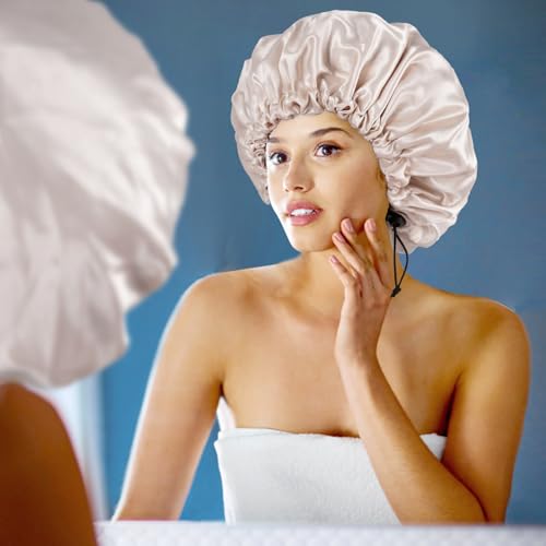 Satin Silk Sleep Bonnet for Curly Hair - Adjustable Double-Layer