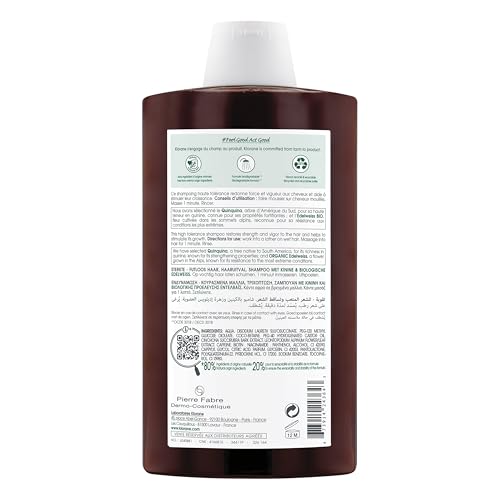 Klorane Strengthening Shampoo with Quinine - Dermatologist-Tested - Natural Alternative Thickening Shampoo for Hair Thinning - Support Stronger, Healthier Hair for Men & Women - 13.5 fl. oz.