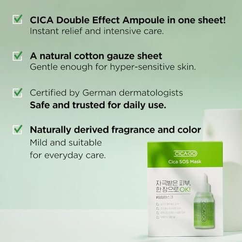 ISOI CICAGO Cica SOS Mask Pack, Intensive Soothing & Hydration Care for Sensitive & Irritated Skin, Fast-Acting Relief, Korean Skin Care (5EA)