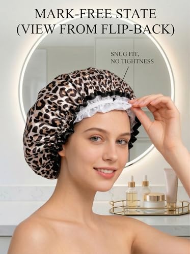 Aquior Reusable Waterproof Shower Cap - Leopard Print Large
