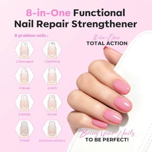 Modelones Nail Strengthener & Growth Polish A4-Jelly Orchid Pink for Damaged Nails
