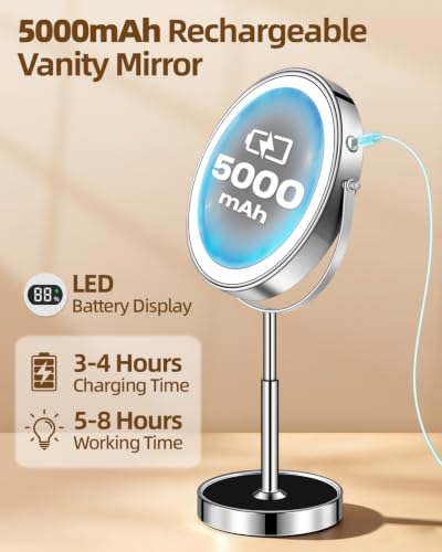 VPU Chrome 9-inch Lighted Makeup Mirror with 30X Magnification & Adjustable Brightness