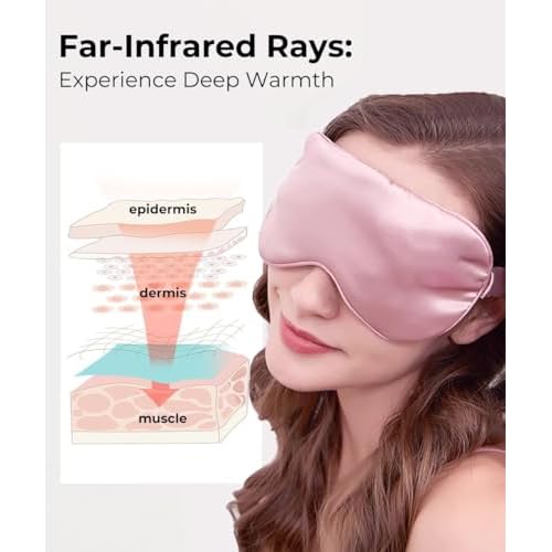 Pink Heated Eye Mask for Dry Eyes, MGD, Blepharitis, Stye Treatment, Warm & Cool Eye Masks, USB Powered, Adjustable, Silk-like Material