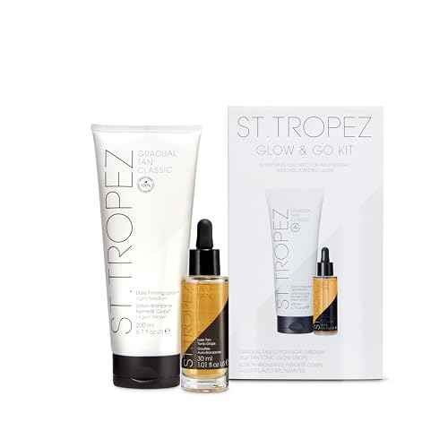 St.Tropez Glow Kit: Gradual Tan Firming Lotion Light to Medium & Luxe Self Tan Tonic Glow Drops, Vegan, Natural & Cruelty-Free