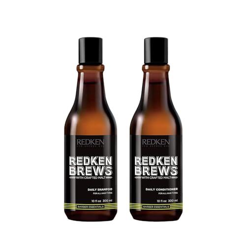 Redken Brews Daily Shampoo & Conditioner Set For Men - Lightweight Cleanser For All Hair Types