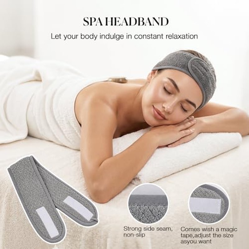 4-Pack Adjustable Terry Cloth Spa Headbands for Women