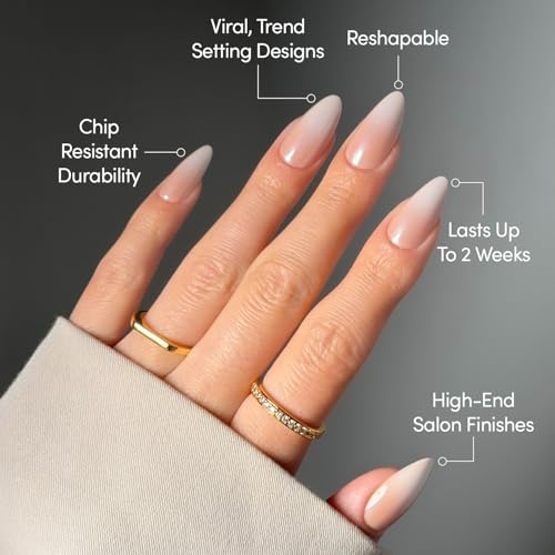Glamnetic Medium Almond Press-On Nails - Glazed Nude Ombré