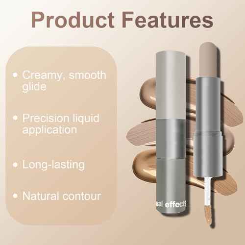 Dual-Ended Cool Toned Cream Contour Stick Liquid for Fair Pale Light Skin Waterproof & Long Lasting Lightweight Blendable Matte Finish Grey Contour Face Makeup,Vegan & Cruelty-Free #2Constructed Gray