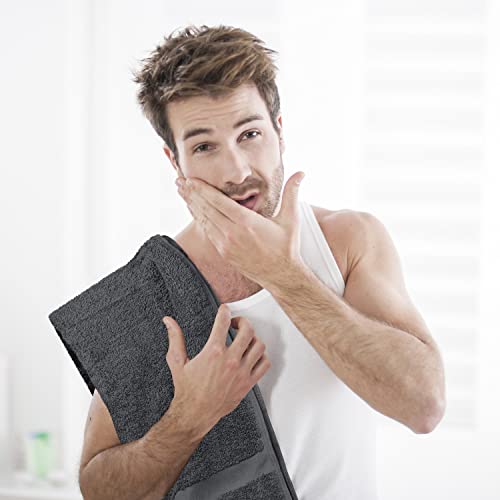 Utopia Towels, Salon Towel, Pack of 24, Not Bleach Proof, 16 by 27 Inches, Highly Absorbent Cotton Towels for Hand, Gym, Beauty, Spa, and Home Hair Care, Grey
