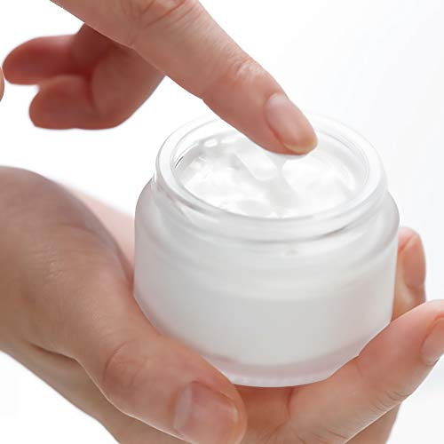 6 Pack Glass Cream Jars, 30ml(1oz) Frosted Clear Glass Jar, Empty Refillable Cosmetic Container Bottles for Eye Face Cream Foundation Ointment Loose Powder Eyeshadow Lotion (metallic orange)