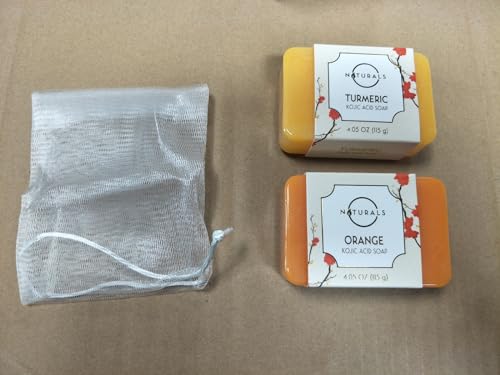 Kojic Acid Soap, Turmeric Soap Bar & Orange, Kojic Acid Soap for Hyper-pigmentation, Helps Reduce Dark Spot, Japanese Kojic Soap, Kojic Acid and Turmeric Soap, Hyaluronic Acid & Retinol (2 Pack)