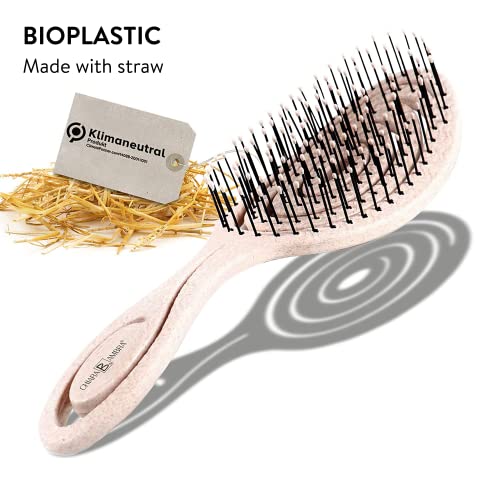 Chiara Ambra Organic Detangling Hair Brush for Women, Men & Children, Unique Spiral Hairbrush, Vented Hair Straightening Brushes for Straight, Curly & Wet Hair - Does not Pull on Hair - Beige