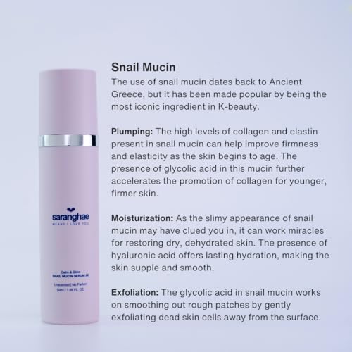 Love Saranghae Calm & Glow Snail Mucin Serum 96 ? Hydrating Facial Essence with Korean Skincare Formula for Smooth, Dewy Skin ? Lightweight, Non-Sticky Texture for Daily Use