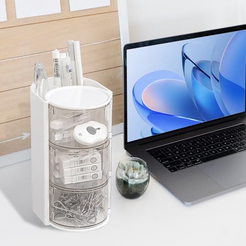 Luscinia 3-Layer Rotating Hair Accessories Organizer with Brush Holder