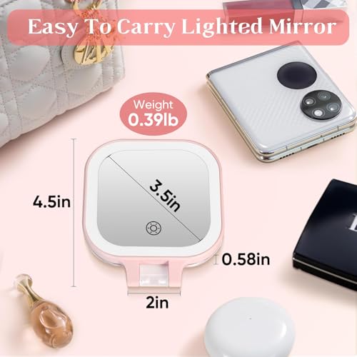 FASCINATE 3.5" Rechargeable Travel Makeup Mirror - 30X Magnification & LED Light