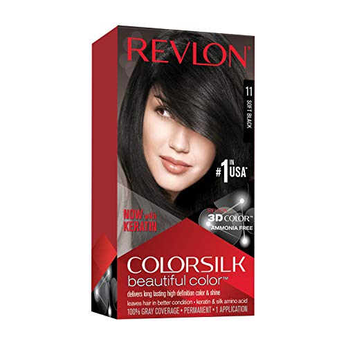 Revlon Permanent Hair Color - Ammonia-Free Black Hair Dye with Keratin, 4.4oz