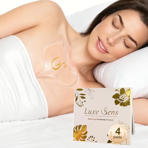 Chest Wrinkle Patches 4 Pack, Reusable Silicone Pads for Wrinkles, Anti Wrinkle Patches for Skin Firming and Smoothing, Overnight Chest Wrinkles from Side Sleeping (60 Day Supply)