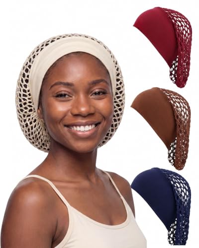 Large Black Mesh Hair Net Wrap with Headband - No Marks