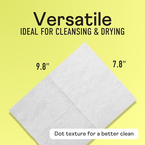 Swisspers Premium 100% Cotton Dry Facial Wipes - Hypoallergenic, Biodegradable Beauty Cloths with Dot Embossing - Vegan Makeup Remover Towelettes for Women & Men, 40 Count (Pack of 1)