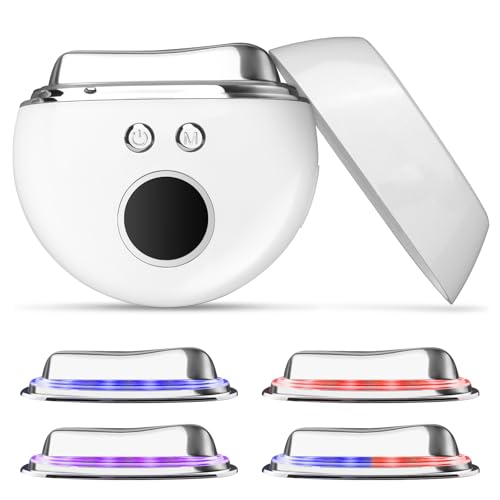 Gua Sha Facial Tools with Heating & Vibration - 4-in-1 Lymphatic Contour Face Brush£¬Red¡¢Blue¡¢Purple Light Therapy, Microcurrent Massager for Anti-Aging & Home SPA