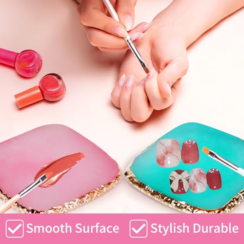 MixPeak Resin Nail Art Palette Set - 2 Pcs Gold Edge (Pink & Green)