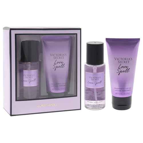 Victorias Secret Love Spell Set for Women - 2 Pc Mini Gift Set 2.5oz Fragrance Mist, 2.5oz Fragrance Lotion