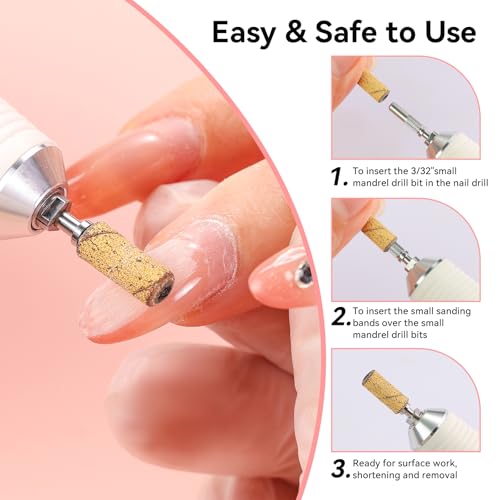 Makartt Nail Drill Bits Sanding Bands Set - 100 PCS Grits 80/120/180/240