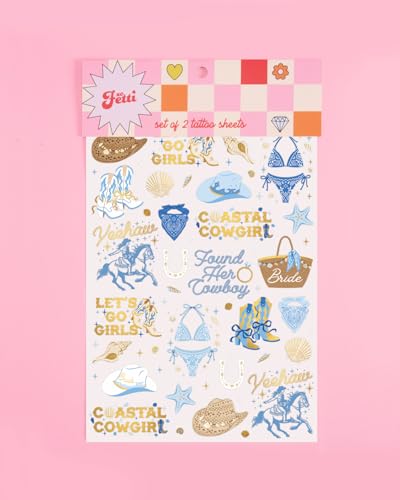 Coastal Cowgirl Bachelorette Temporary Tattoos - 54 Gold Foil