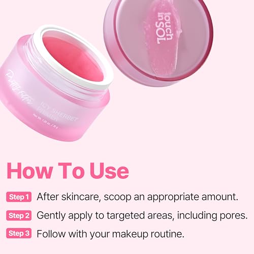 TOUCH IN SOL Icy Sherbet Primer 1.05 fl.oz. - Hydrating Primer Face Makeup for Dry or Oily Skin - Silk Pore and Wrinkle Minimizer - Silicone and Oil Free Gel Formula with Cooling Effect