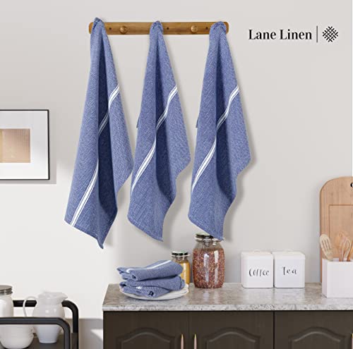 LANE LINEN Kitchen Towels Set - 100% Pure Cotton Dish Towels for Kitchen, Super Absorbent Kitchen Hand Towel, Blue Tea Towels, Soft & Durable Dish Cloths, Pack of 12 – 15”x25”, Blue Chambray