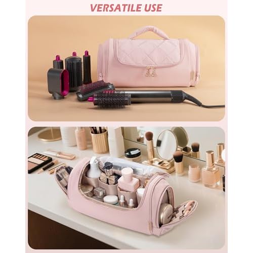 Hair Tools Travel Bag Compatible with Dyson Airwrap Styler, Hair Tool Organizer with Hanging Hook for Multi-Stylers, Pink