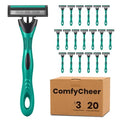 Comfycheer 20P Disposable Razors for Men, 3-Blade, Pivoting Head, Sensitive Skin