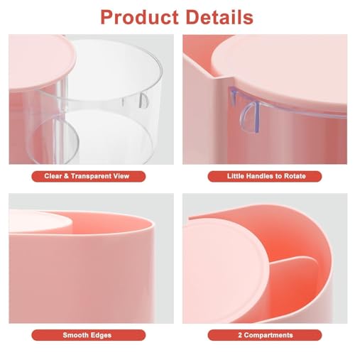 EEEKit Rotatable Hair Tie Organizer with 3 Layers - Pink