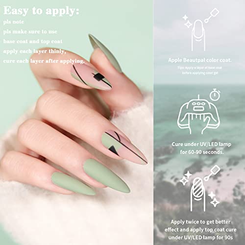 Beautpal Gel Nail Polish Set 10pcs Green Olive Blue Grassland Collection Colors Soak Off Long Lasting Gel Polish DIY Salon nail polish UV/LED Lamp Beauty Gift Set for Women Girls 7ML